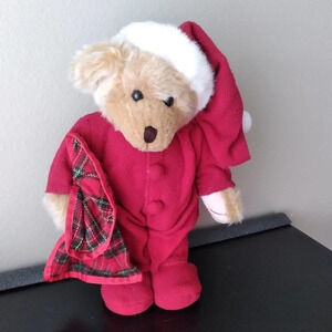 Vintage Bedtime Bear Santa Blanket Christmas Plush